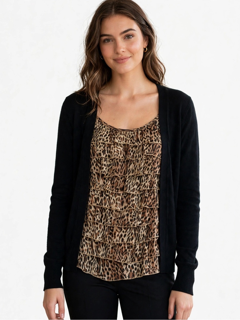 INC Open-Front Cardigan with Leopard Print Shell